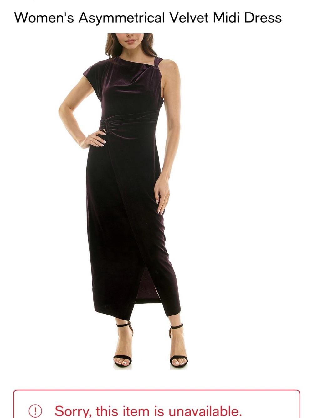 Taylor One-Shoulder Asymmetrical Velvet Midi Dress in Deep Plum